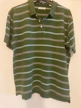 Alex Cannon Men’s Rugby Green Striped Polo Shirt